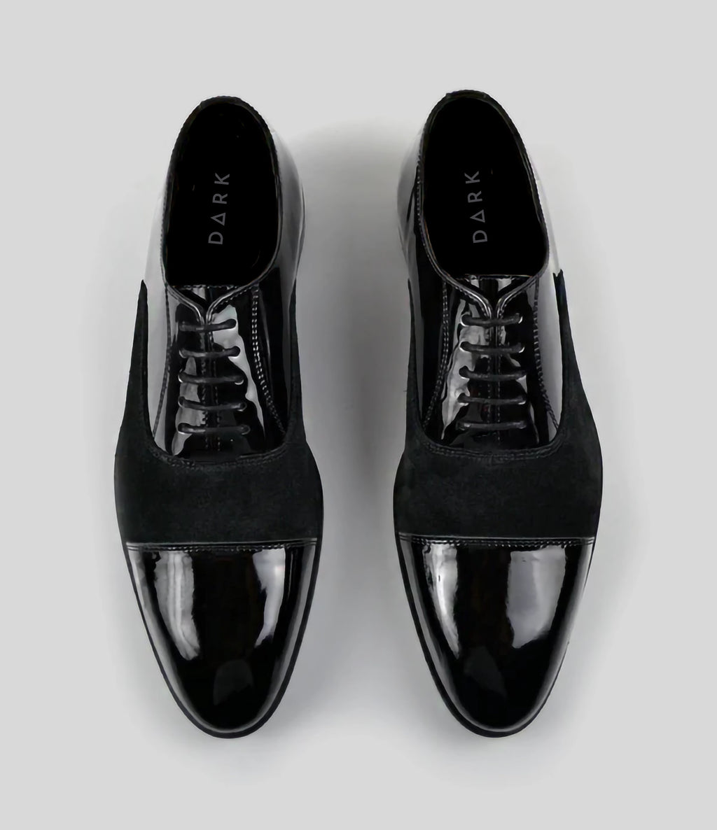 Black Patent Suede Oxfords