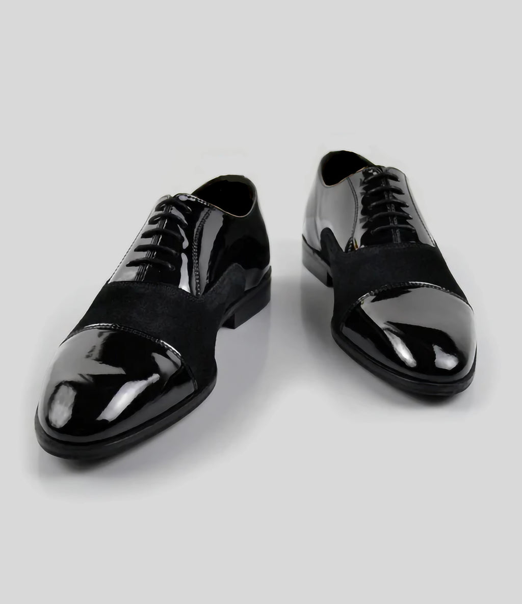 Black Patent Suede Oxfords