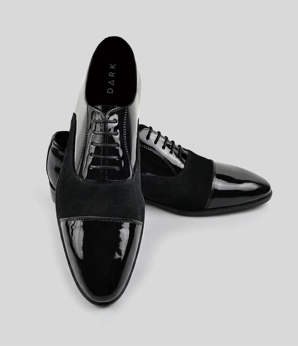 Black Patent Suede Oxfords