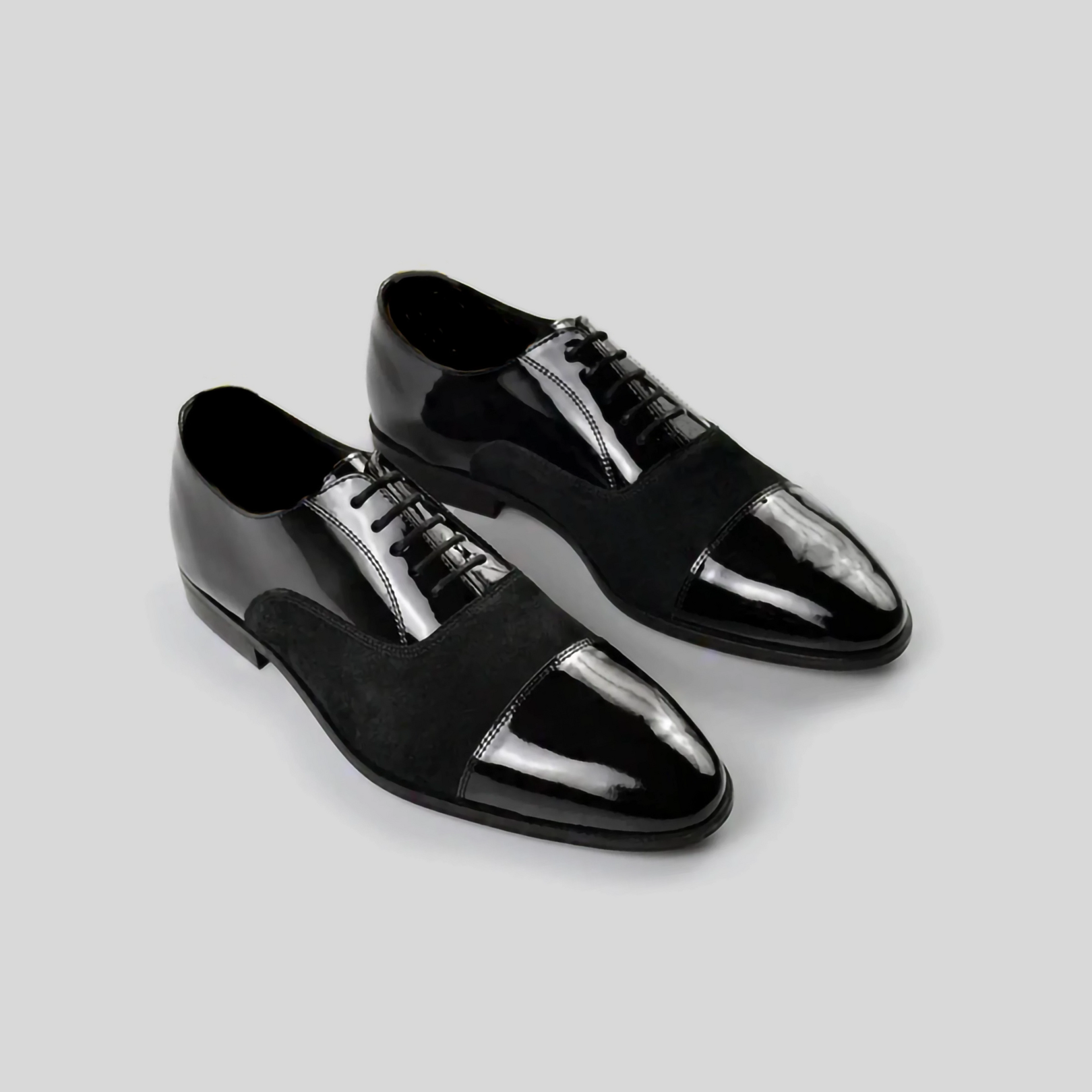 Black Patent Suede Oxfords