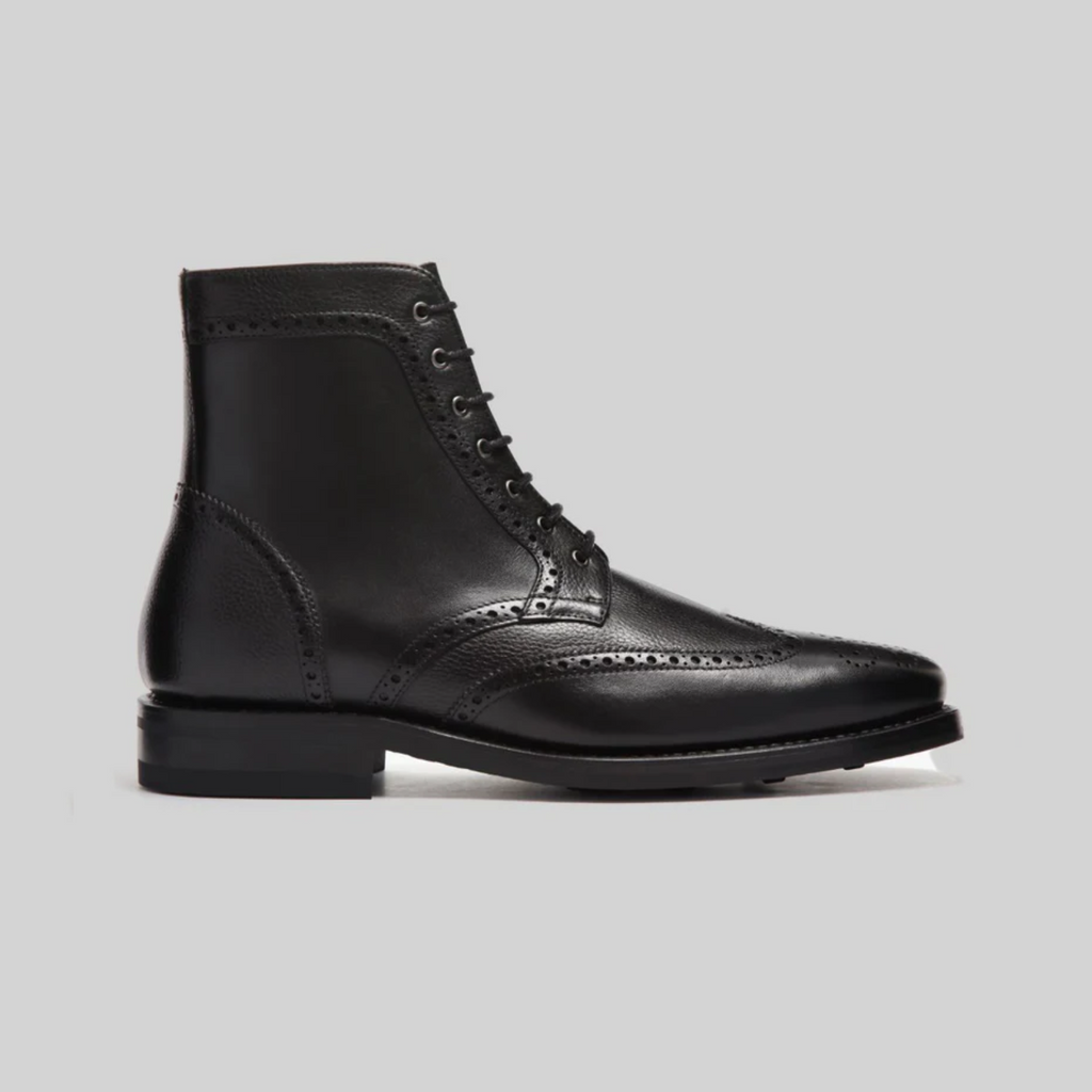 Black Wingtip Military Boots