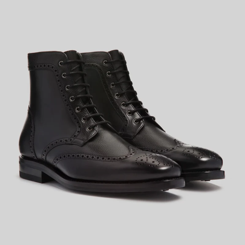 Black Wingtip Military Boots