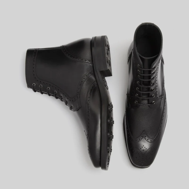 Black Wingtip Military Boots